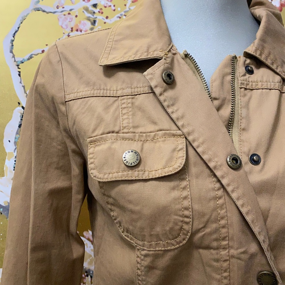 Tommy Hilfiger Tan Utility Jacket with Collared Neckline 100% COTTON